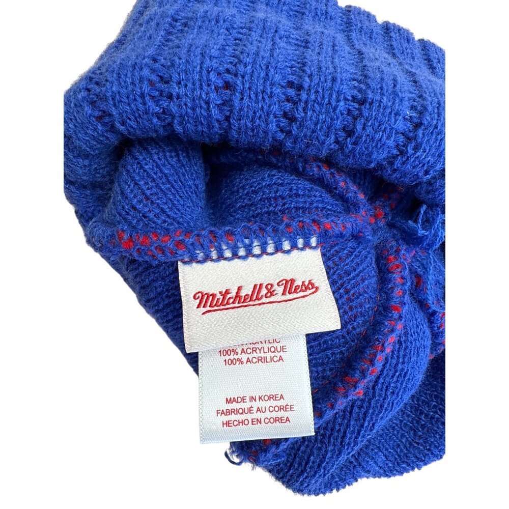 Mitchell & Ness Los Angeles Clippers Pom Beanie Hat Red & Blue - Picture 5 of 6